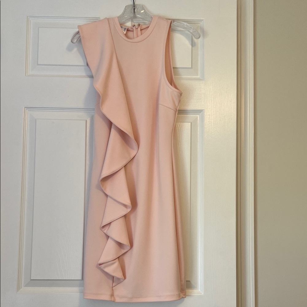 VENUS Blush Asymmetrical Ruffle Dress